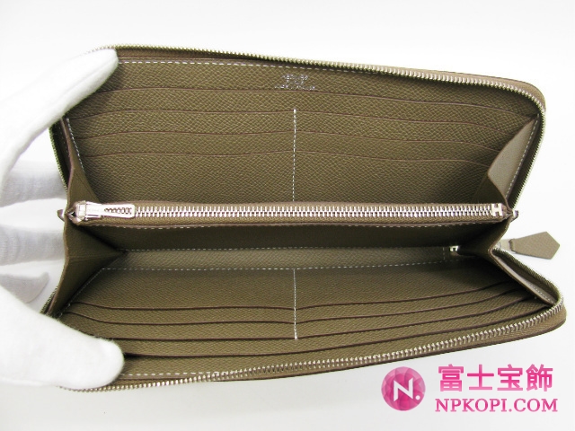 エルメスアザップロング ラウンド長財布エトゥープ（金具：シルバー）HERMES328034